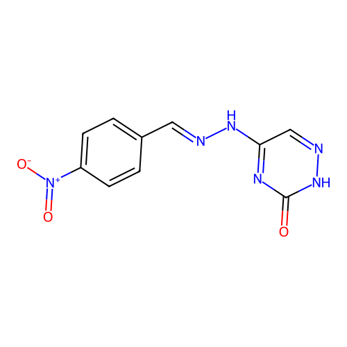 5-[N'-(4-Nitro-benzylidene)-hydrazino]-2H-[1,2,4]triazin-3-one structure