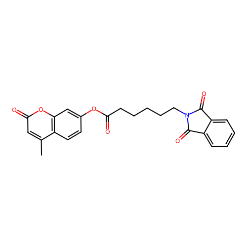 6-(1,3-Dioxo-2-isoindolyl)hexanoic acid (4-methyl-2-oxo-1-benzopyran-7-yl) ester structure
