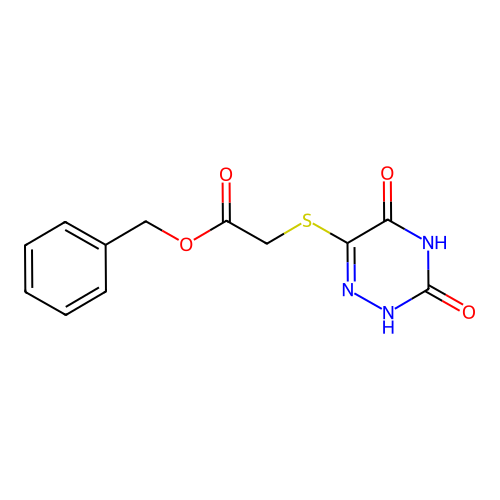 phenylmethyl 2-(3,5-dioxo-2H,4H-1,2,4-triazin-6-ylthio)acetate structure