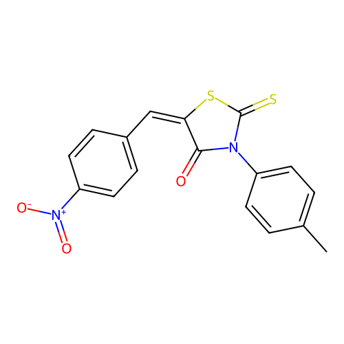 (E)-5-(4-nitrobenzylidene)-2-thioxo-3-(p-tolyl)thiazolidin-4-one structure