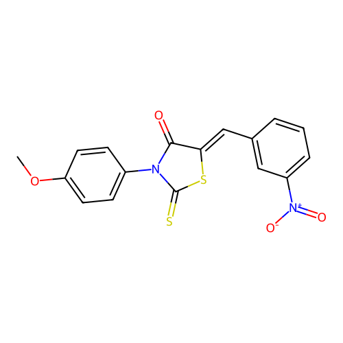 (5Z)-3-(4-methoxyphenyl)-5-[(3-nitrophenyl)methylidene]-2-sulfanylidene-1,3-thiazolidin-4-one structure