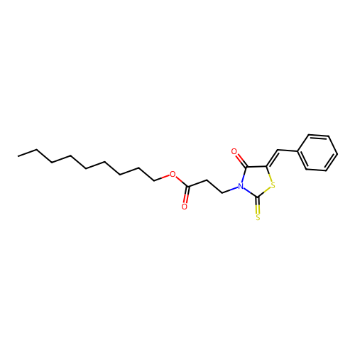Nonyl 3-[4-oxo-5-(phenylmethylene)-2-thioxo-1,3-thiazolidin-3-yl]propanoate structure