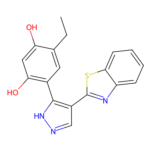 4-[4-(1,3-benzothiazol-2-yl)-1H-pyrazol-3-yl]-6-ethylbenzene-1,3-diol structure