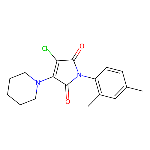 3-chloro-1-(2,4-dimethylphenyl)-4-(piperidin-1-yl)-1H-pyrrole-2,5-dione structure