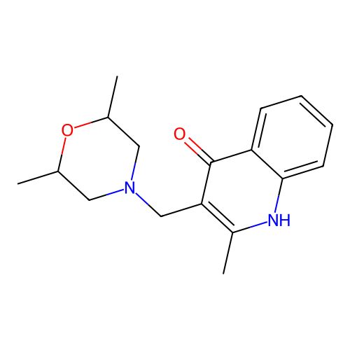 3-[(2,6-dimethylmorpholin-4-yl)methyl]-2-methyl-1H-quinolin-4-one structure