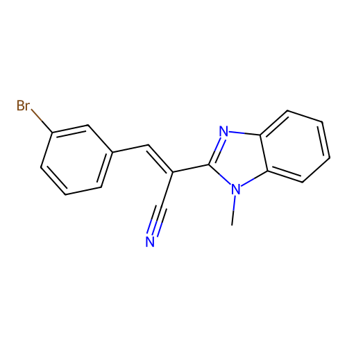 (2E)-3-(3-bromophenyl)-2-(1-methylbenzimidazol-2-yl)prop-2-enenitrile structure