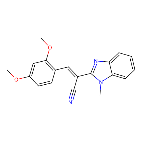 (2E)-3-(2,4-dimethoxyphenyl)-2-(1-methylbenzimidazol-2-yl)prop-2-enenitrile structure