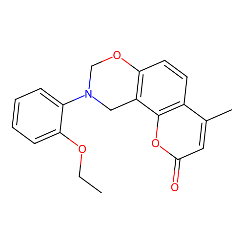 9-(2-ethoxyphenyl)-4-methyl-9,10-dihydrochromeno[8,7-e][1,3]oxazin-2(8H)-one structure