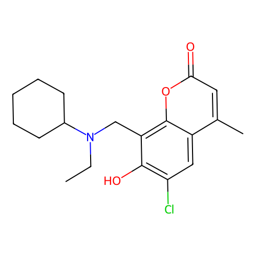 6-Chloro-8-[(cyclohexylethylamino)methyl]-7-hydroxy-4-methylchromen-2-one structure