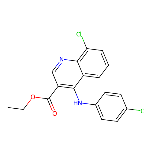 Ethyl 8-chloro-4-[(4-chlorophenyl)amino]quinoline-3-carboxylate structure