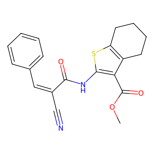 (Z)-methyl 2-(2-cyano-3-phenylacrylamido)-4,5,6,7-tetrahydrobenzo[b]thiophene-3-carboxylate structure