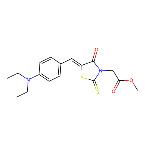 (Z)-methyl 2-(5-(4-(diethylamino)benzylidene)-4-oxo-2-thioxothiazolidin-3-yl)acetate structure