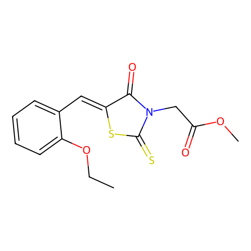 methyl [(5Z)-5-(2-ethoxybenzylidene)-4-oxo-2-thioxo-1,3-thiazolidin-3-yl]acetate structure