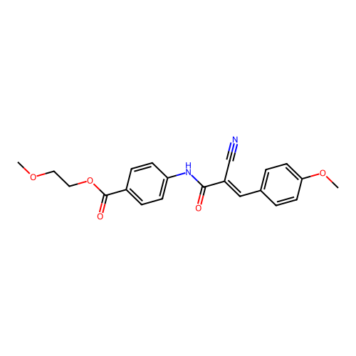 2-methoxyethyl 4-[(2E)-2-cyano-3-(4-methoxyphenyl)prop-2-enoylamino]benzoate structure