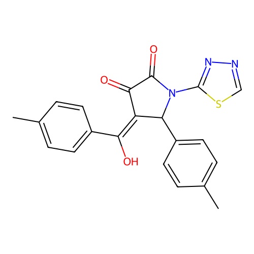 3-hydroxy-4-(4-methylbenzoyl)-1-(1,3,4-thiadiazol-2-yl)-5-(p-tolyl)-1H-pyrrol-2(5H)-one structure