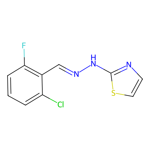 N-[(2-chloro-6-fluorophenyl)methylideneamino]-1,3-thiazol-2-amine structure