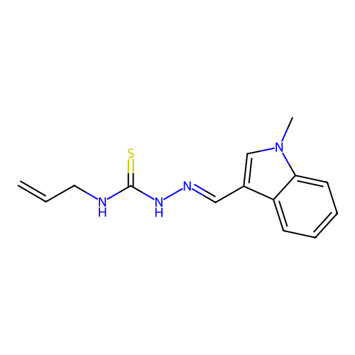 1-[(E)-(1-methylindol-3-yl)methylideneamino]-3-prop-2-enylthiourea structure