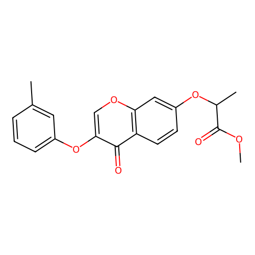 Methyl 2-[3-(3-methylphenoxy)-4-oxochromen-7-yloxy]propanoate structure