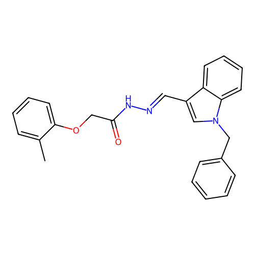 (E)-N'-((1-benzyl-1H-indol-3-yl)methylene)-2-(o-tolyloxy)acetohydrazide structure