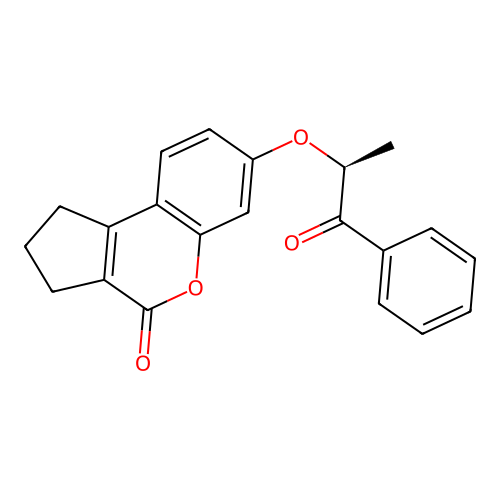 7-((1-oxo-1-phenylpropan-2-yl)oxy)-2,3-dihydrocyclopenta[c]chromen-4(1H)-one structure