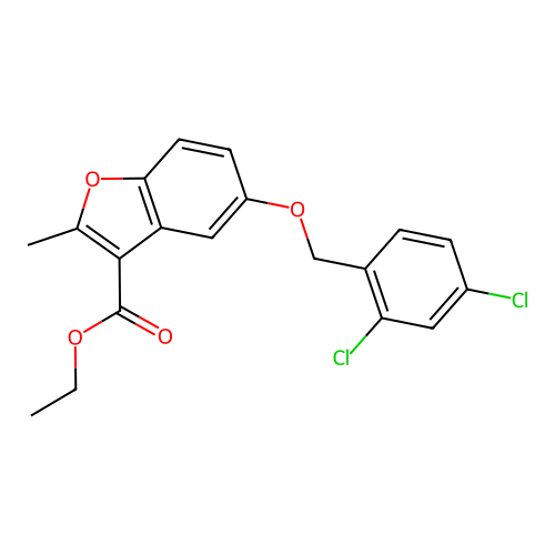 Ethyl 5-[(2,4-dichlorophenyl)methoxy]-2-methyl-1-benzofuran-3-carboxylate structure