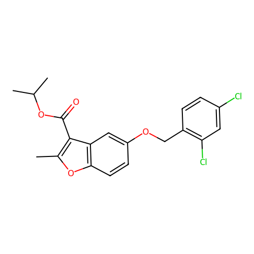 Propan-2-yl 5-[(2,4-dichlorophenyl)methoxy]-2-methyl-1-benzofuran-3-carboxylate structure