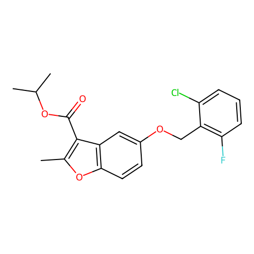 Propan-2-yl 5-[(2-chloro-6-fluorobenzyl)oxy]-2-methyl-1-benzofuran-3-carboxylate structure