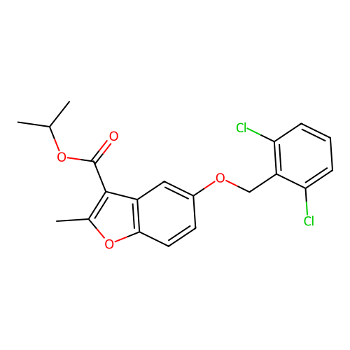 Propan-2-yl 5-[(2,6-dichlorobenzyl)oxy]-2-methyl-1-benzofuran-3-carboxylate structure