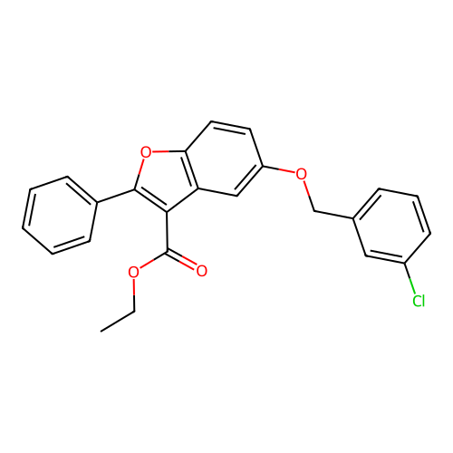 Ethyl 5-[(3-chlorophenyl)methoxy]-2-phenyl-1-benzofuran-3-carboxylate structure
