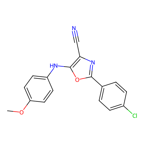 2-(4-Chlorophenyl)-5-[(4-methoxyphenyl)amino]-1,3-oxazole-4-carbonitrile structure