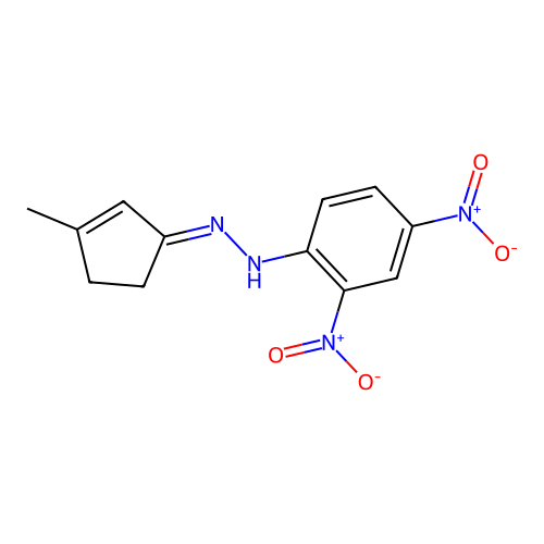 N-[(E)-(3-methylcyclopent-2-en-1-ylidene)amino]-2,4-dinitroaniline structure