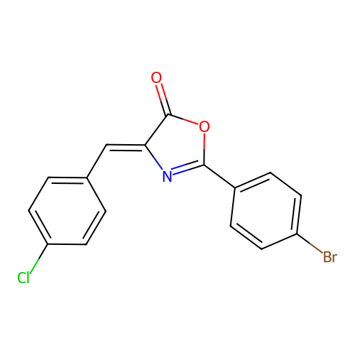 (4Z)-2-(4-bromophenyl)-4-(4-chlorobenzylidene)-1,3-oxazol-5(4H)-one structure