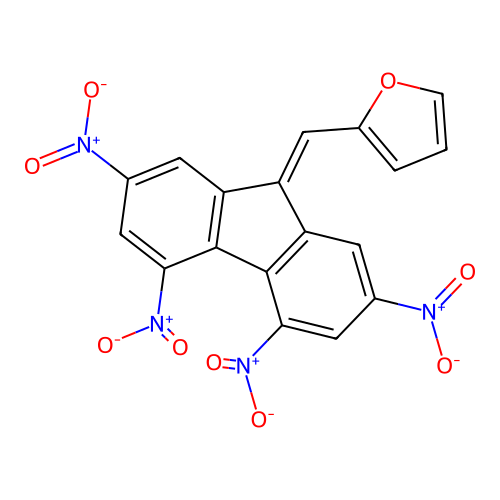 2-[(2,4,5,7-Tetranitrofluoren-9-ylidene)methyl]furan structure