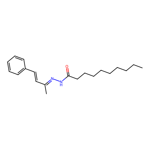 N-(4-phenylbut-3-en-2-ylideneamino)decanamide structure