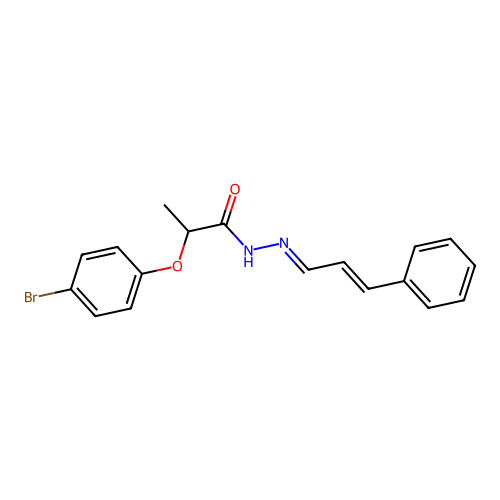 2-(4-bromophenoxy)-N-(cinnamylideneamino)propanamide structure