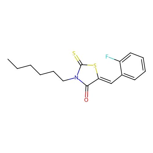 5-[(2-Fluorophenyl)methylidene]-3-hexyl-2-sulfanylidene-1,3-thiazolidin-4-one structure