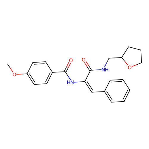 4-Meo-N-(2-phenyl-1-(((tetrahydro-2-furanylmethyl)amino)carbonyl)vinyl)benzamide structure