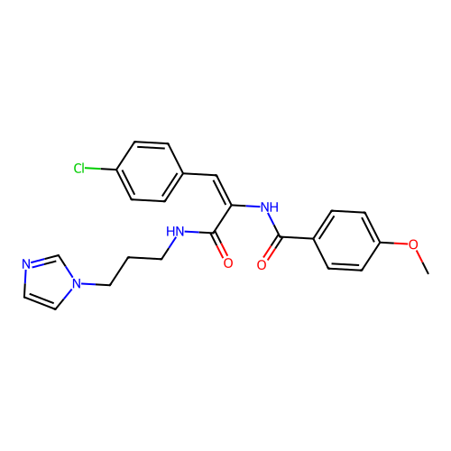 N-(2-(4-CL-PH)-1-(((3-(1H-Imidazol-1-YL)PR)amino)carbonyl)vinyl)-4-meo-benzamide structure