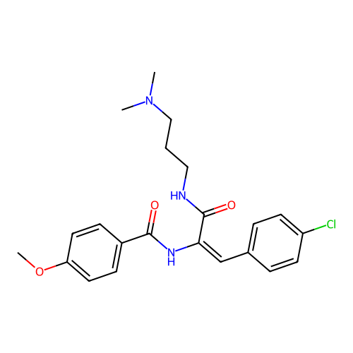 N-(2-(4-CL-PH)-1-(((3-(Dimethylamino)PR)amino)carbonyl)vinyl)-4-methoxybenzamide structure