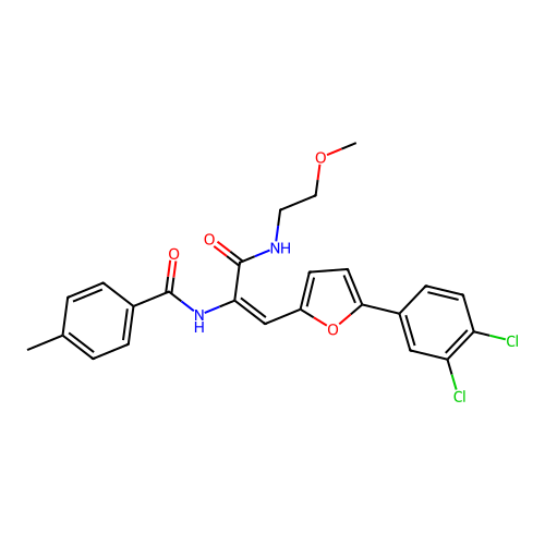 N-((E)-2-[5-(3,4-DICHLOROPHENYL)-2-FURYL]-1-{[(2-METHOXYETHYL)AMINO]CARBONYL}ETHENYL)-4-METHYLBENZAMIDE structure