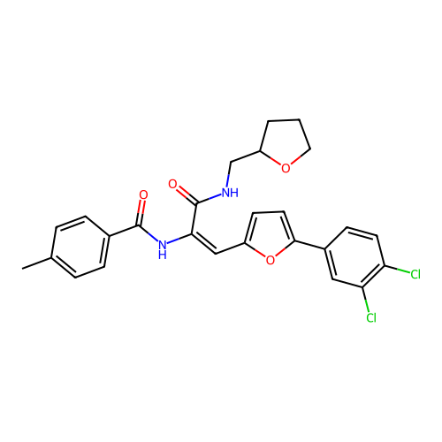 N-((E)-2-[5-(3,4-DICHLOROPHENYL)-2-FURYL]-1-{[(TETRAHYDRO-2-FURANYLMETHYL)AMINO]CARBONYL}ETHENYL)-4-METHYLBENZAMIDE structure