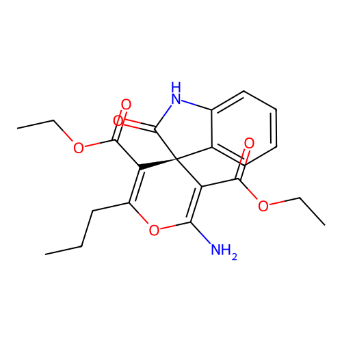 (S)-diethyl 2'-amino-2-oxo-6'-propylspiro[indoline-3,4'-pyran]-3',5'-dicarboxylate structure