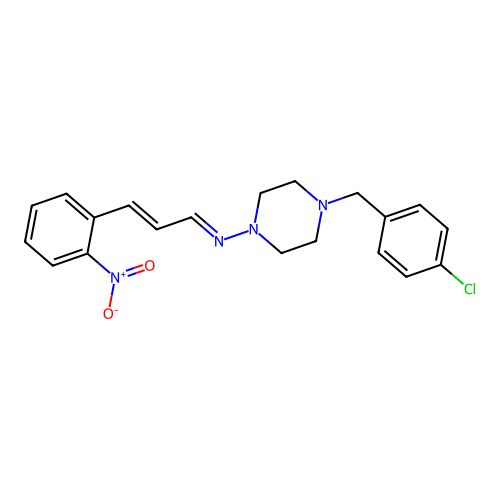 N-(4-(4-Chlorobenzyl)-1-piperazinyl)-N-(3-(2-nitrophenyl)-2-propenylidene)amine structure