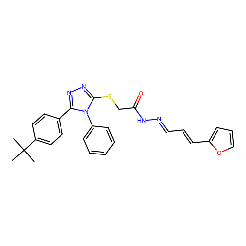 2-{[5-(4-TERT-BUTYLPHENYL)-4-PHENYL-4H-1,2,4-TRIAZOL-3-YL]SULFANYL}-N'-[(E,2E)-3-(2-FURYL)-2-PROPENYLIDENE]ACETOHYDRAZIDE structure