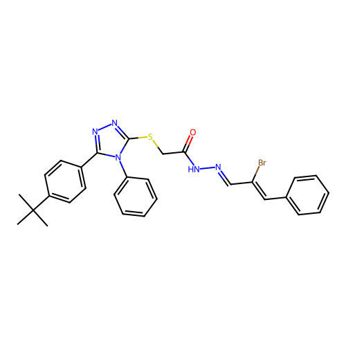 N'-[(1E,2Z)-2-bromo-3-phenylprop-2-en-1-ylidene]-2-{[5-(4-tert-butylphenyl)-4-phenyl-4H-1,2,4-triazol-3-yl]sulfanyl}acetohydrazide structure