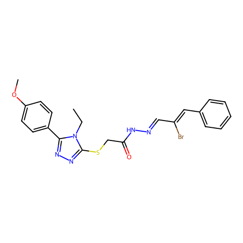 N'-(2-Bromo-3-phenylallylidene)-2-((4-ethyl-5-(4-methoxyphenyl)-4H-1,2,4-triazol-3-yl)thio)acetohydrazide structure
