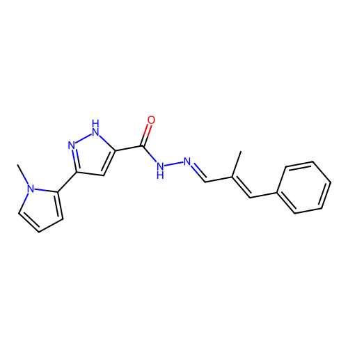 3-(1-Methyl-1H-pyrrol-2-yl)-N'-(2-methyl-3-phenylallylidene)-1H-pyrazole-5-carbohydrazide structure