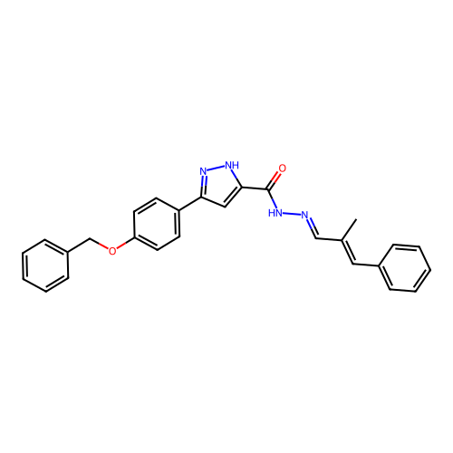 3-(4-(Benzyloxy)PH)-N'-(2-ME-3-PH-2-propenylidene)-1H-pyrazole-5-carbohydrazide structure