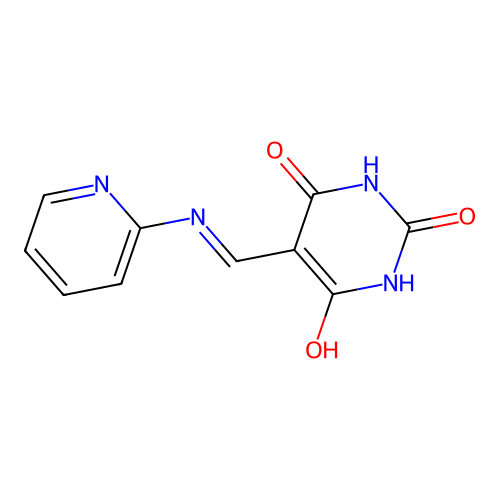 6-hydroxy-5-(pyridin-2-yliminomethyl)-1H-pyrimidine-2,4-dione structure