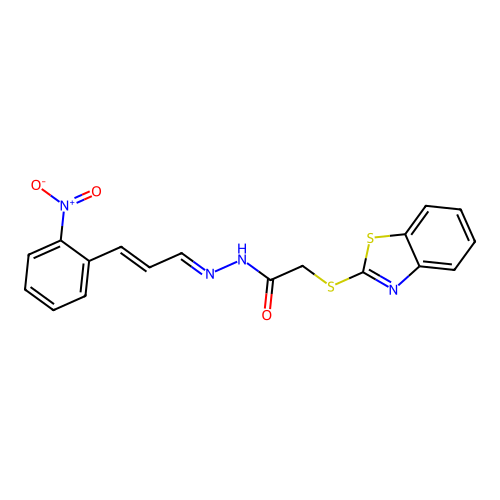 2-(1,3-Benzothiazol-2-ylthio)-N'-(3-(2-nitro-PH)-2-propenylidene)acetohydrazide structure